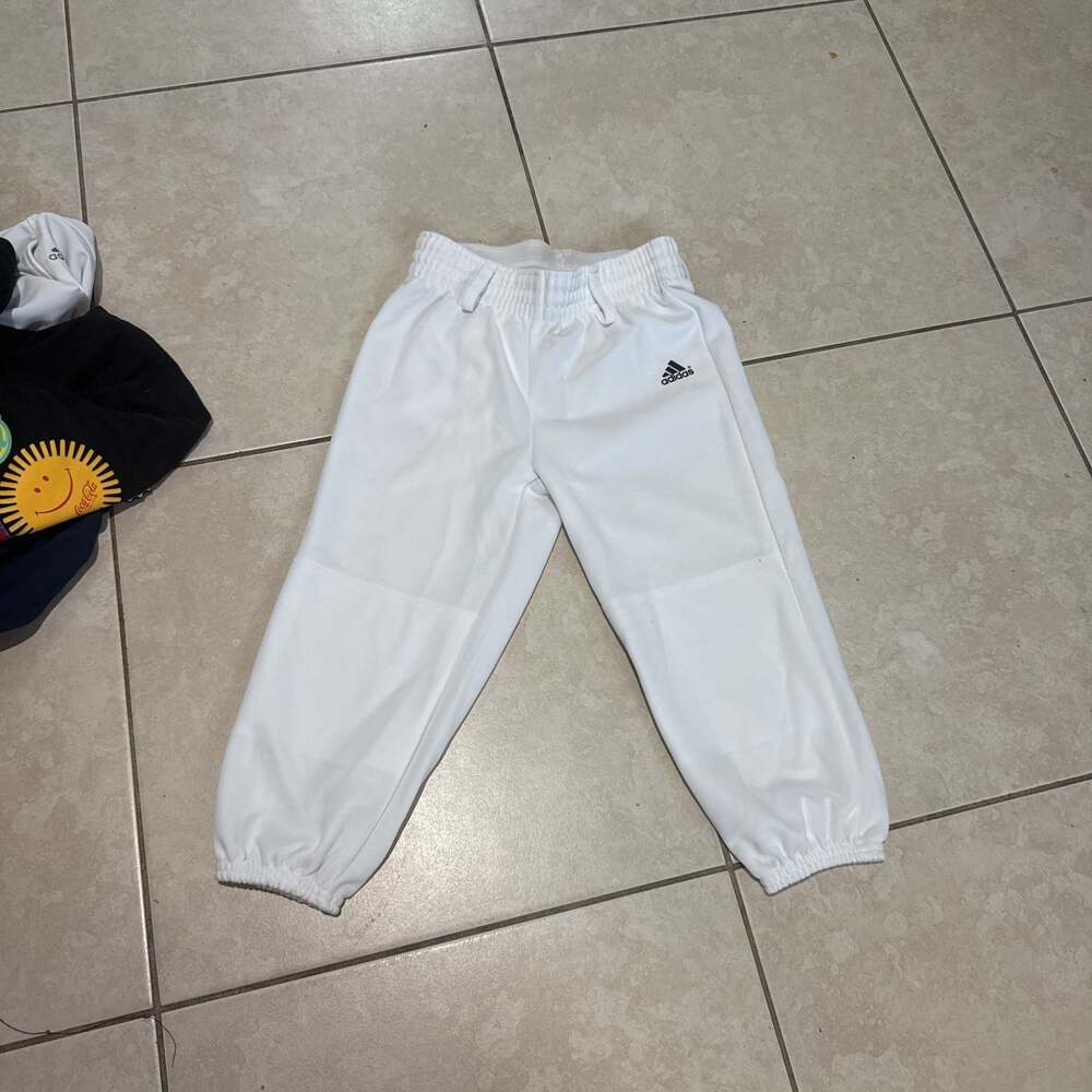 Adidas White Performance Baseball Pants with Elastic Cuffs